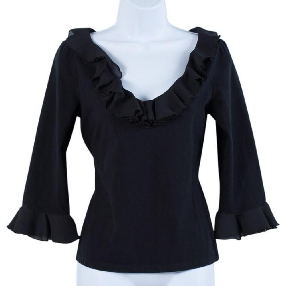 Jones New York Black Ruffled Black Top